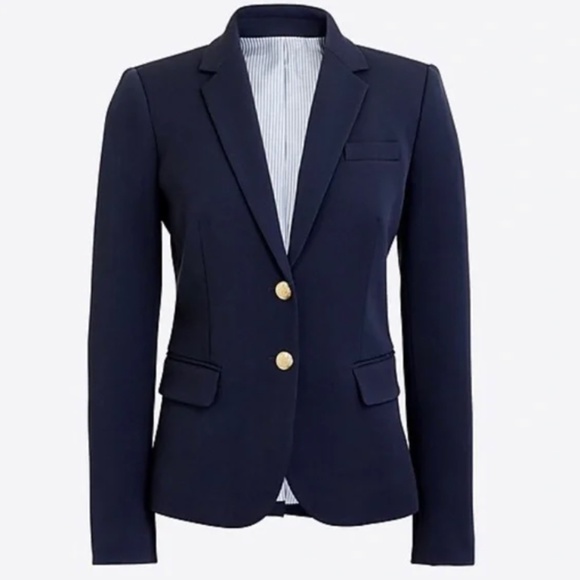 J. Crew Schoolboy Blazer Navy Blue Size 4 Style # J4548 Double Button Stretch - Picture 2 of 13